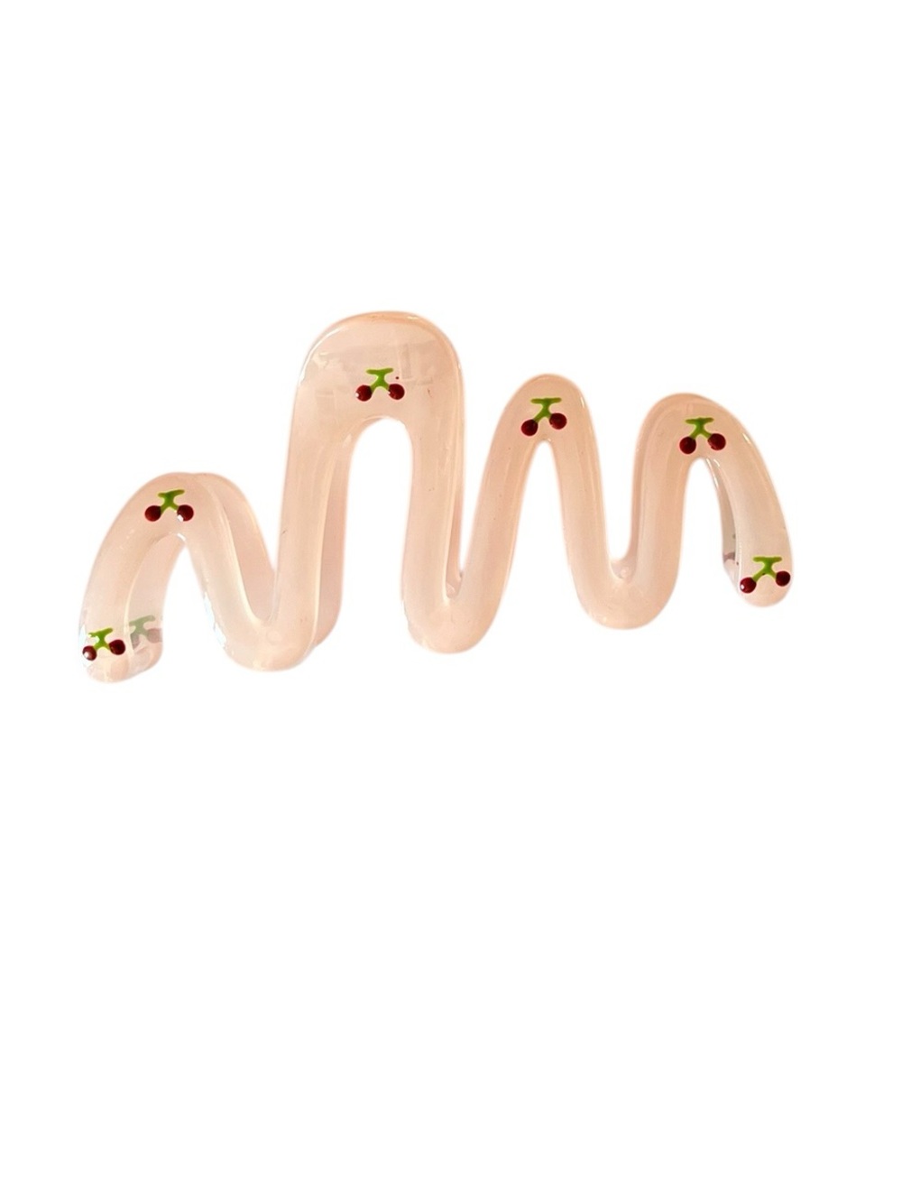 Pink & Red Cherry Cherries Glossy Squiggly Wavy 5" Large Lobster Claw Hair Clip